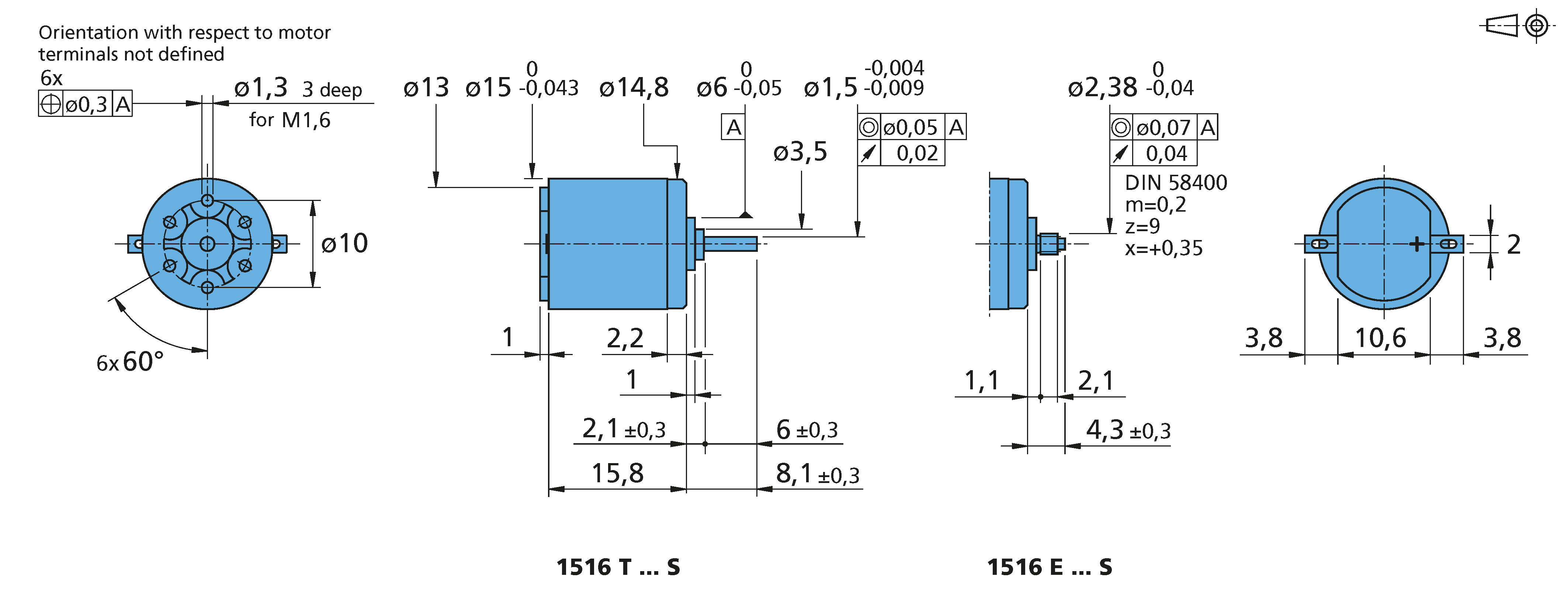 DCマイクロモータ Series 1516 ... S